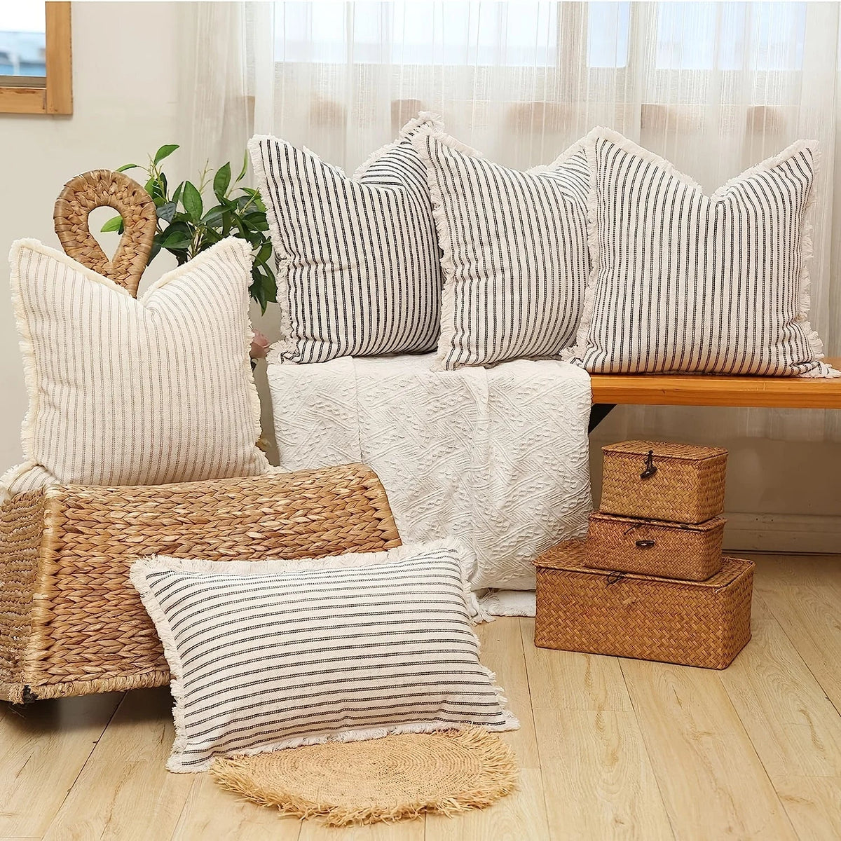 Striped Throw Pillow Cover