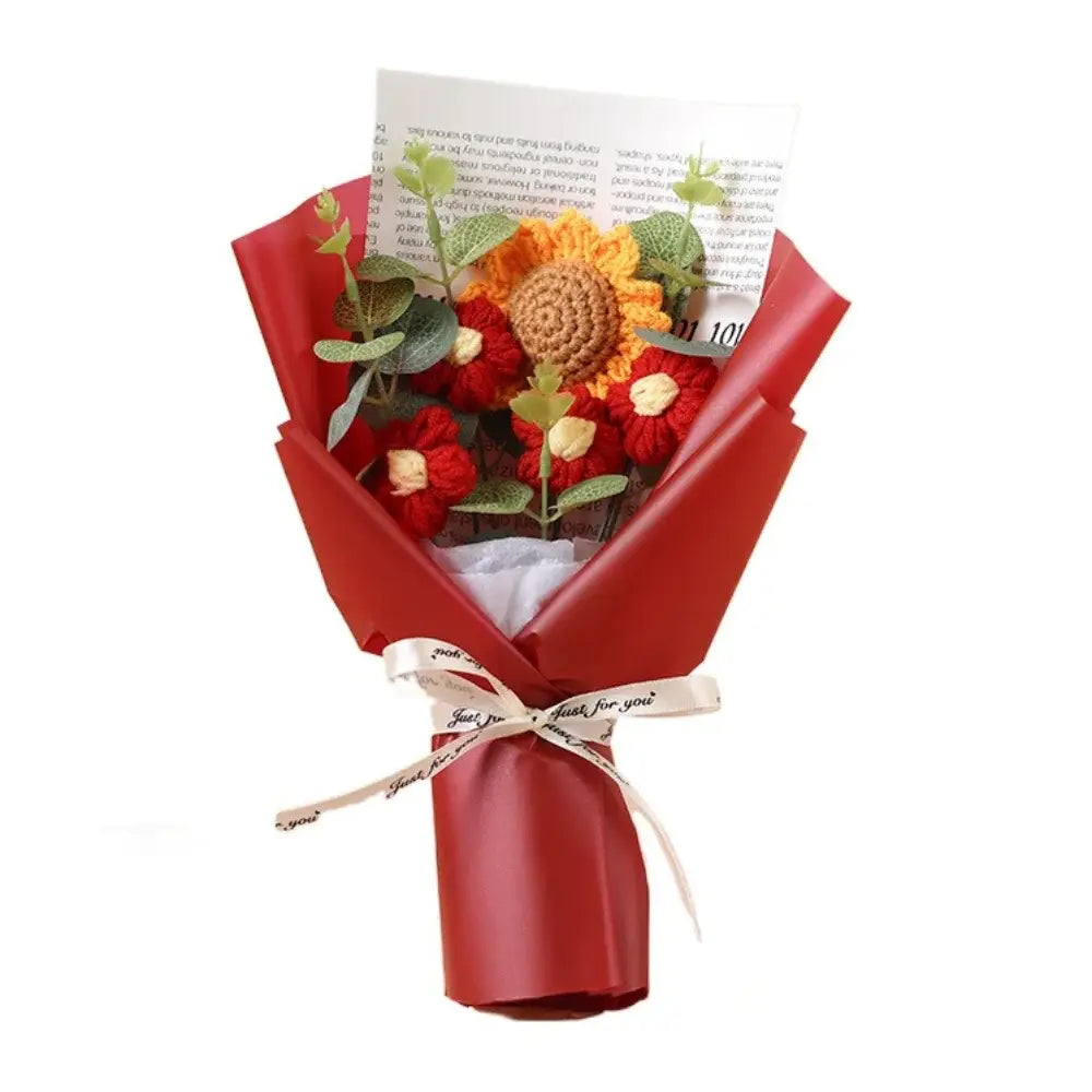 Crochet Sunflower Bouquet - Red - Plant & nature decor