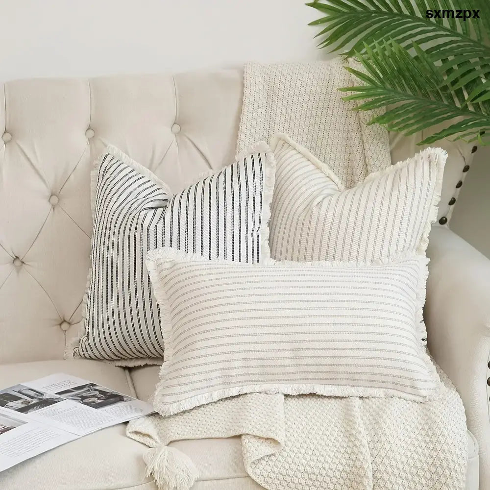Striped Throw Pillow Cover - Khaki / 30x50CM 1pcs - Living room accessories
